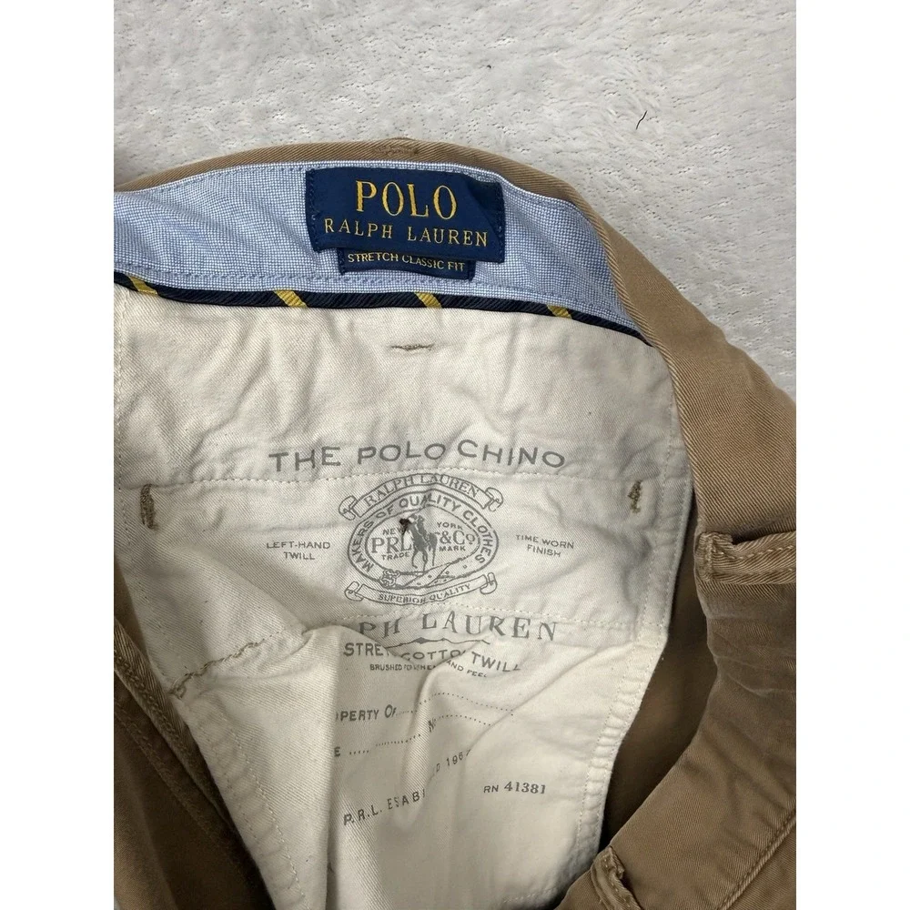 Polo Ralph Lauren Stretch Classic Fit Chino Shorts Men's 42 Khaki Preppy Golf